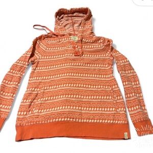 Cozy Orange Patterned Cowl Neck Sweater
